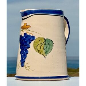 Grape Vine Williams Sonoma Pitcher Unisex OS Cream Blue Italian Pottery Vintage